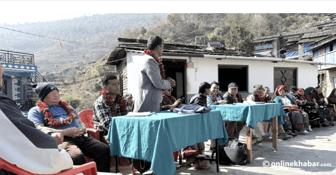 म्याग्दीमा एमाले र विप्लव माओवादीका उम्मेदवारले एउटै मञ्चबाट मागे भोट